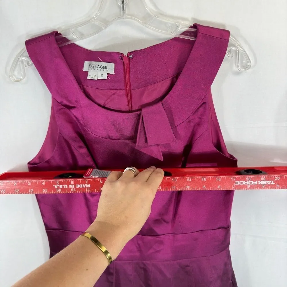 Kay Unger Silk Ombre Cocktail Dress Size 12 Purple Pink Fit & Flare Floral Hem - Picture 11 of 12